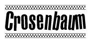 The clipart image displays the text Crosenbaum in a bold, stylized font. It is enclosed in a rectangular border with a checkerboard pattern running below and above the text, similar to a finish line in racing. 