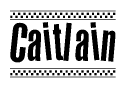 The clipart image displays the text Caitlain in a bold, stylized font. It is enclosed in a rectangular border with a checkerboard pattern running below and above the text, similar to a finish line in racing. 