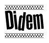 The image contains the text Didem in a bold, stylized font, with a checkered flag pattern bordering the top and bottom of the text.