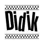 The clipart image displays the text Didik in a bold, stylized font. It is enclosed in a rectangular border with a checkerboard pattern running below and above the text, similar to a finish line in racing. 