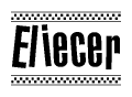 The clipart image displays the text Eliecer in a bold, stylized font. It is enclosed in a rectangular border with a checkerboard pattern running below and above the text, similar to a finish line in racing. 