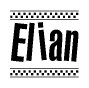 The clipart image displays the text Elian in a bold, stylized font. It is enclosed in a rectangular border with a checkerboard pattern running below and above the text, similar to a finish line in racing. 