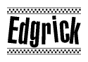 The image contains the text Edgrick in a bold, stylized font, with a checkered flag pattern bordering the top and bottom of the text.
