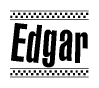 The clipart image displays the text Edgar in a bold, stylized font. It is enclosed in a rectangular border with a checkerboard pattern running below and above the text, similar to a finish line in racing. 