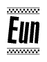 The clipart image displays the text Eun in a bold, stylized font. It is enclosed in a rectangular border with a checkerboard pattern running below and above the text, similar to a finish line in racing. 