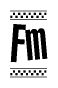 The image contains the text Fm in a bold, stylized font, with a checkered flag pattern bordering the top and bottom of the text.