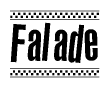 The clipart image displays the text Falade in a bold, stylized font. It is enclosed in a rectangular border with a checkerboard pattern running below and above the text, similar to a finish line in racing. 