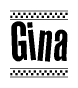 The image contains the text Gina in a bold, stylized font, with a checkered flag pattern bordering the top and bottom of the text.