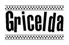 The clipart image displays the text Gricelda in a bold, stylized font. It is enclosed in a rectangular border with a checkerboard pattern running below and above the text, similar to a finish line in racing. 