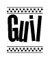 The clipart image displays the text Guil in a bold, stylized font. It is enclosed in a rectangular border with a checkerboard pattern running below and above the text, similar to a finish line in racing. 