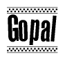 The clipart image displays the text Gopal in a bold, stylized font. It is enclosed in a rectangular border with a checkerboard pattern running below and above the text, similar to a finish line in racing. 