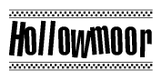 The image contains the text Hollowmoor in a bold, stylized font, with a checkered flag pattern bordering the top and bottom of the text.