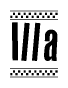 The image contains the text Illa in a bold, stylized font, with a checkered flag pattern bordering the top and bottom of the text.