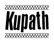 The clipart image displays the text Kupath in a bold, stylized font. It is enclosed in a rectangular border with a checkerboard pattern running below and above the text, similar to a finish line in racing. 