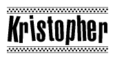 The image contains the text Kristopher in a bold, stylized font, with a checkered flag pattern bordering the top and bottom of the text.