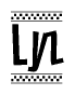 The image contains the text Lyz in a bold, stylized font, with a checkered flag pattern bordering the top and bottom of the text.