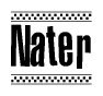 The image contains the text Nater in a bold, stylized font, with a checkered flag pattern bordering the top and bottom of the text.