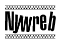 The clipart image displays the text Nywreb in a bold, stylized font. It is enclosed in a rectangular border with a checkerboard pattern running below and above the text, similar to a finish line in racing. 