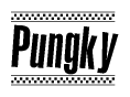 The image contains the text Pungky in a bold, stylized font, with a checkered flag pattern bordering the top and bottom of the text.