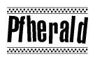 The image contains the text Pfherald in a bold, stylized font, with a checkered flag pattern bordering the top and bottom of the text.