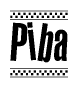 The clipart image displays the text Piba in a bold, stylized font. It is enclosed in a rectangular border with a checkerboard pattern running below and above the text, similar to a finish line in racing. 