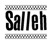 The image contains the text Salleh in a bold, stylized font, with a checkered flag pattern bordering the top and bottom of the text.