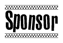 The clipart image displays the text Sponsor in a bold, stylized font. It is enclosed in a rectangular border with a checkerboard pattern running below and above the text, similar to a finish line in racing. 