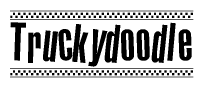 The clipart image displays the text Truckydoodle in a bold, stylized font. It is enclosed in a rectangular border with a checkerboard pattern running below and above the text, similar to a finish line in racing. 