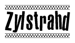 The image contains the text Zylstrahd in a bold, stylized font, with a checkered flag pattern bordering the top and bottom of the text.