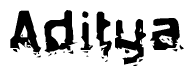 The image contains the word Aditya in a stylized font with a static looking effect at the bottom of the words