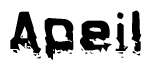 The image contains the word Apeil in a stylized font with a static looking effect at the bottom of the words