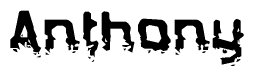 The image contains the word Anthony in a stylized font with a static looking effect at the bottom of the words