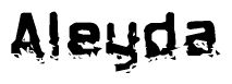 The image contains the word Aleyda in a stylized font with a static looking effect at the bottom of the words