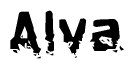 The image contains the word Alva in a stylized font with a static looking effect at the bottom of the words