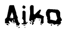 The image contains the word Aiko in a stylized font with a static looking effect at the bottom of the words