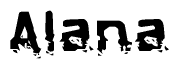 The image contains the word Alana in a stylized font with a static looking effect at the bottom of the words