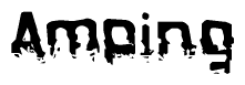 The image contains the word Amping in a stylized font with a static looking effect at the bottom of the words