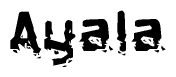 The image contains the word Ayala in a stylized font with a static looking effect at the bottom of the words