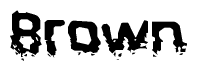 The image contains the word Brown in a stylized font with a static looking effect at the bottom of the words