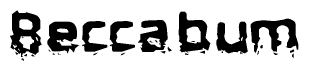 The image contains the word Beccabum in a stylized font with a static looking effect at the bottom of the words