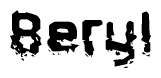The image contains the word Beryl in a stylized font with a static looking effect at the bottom of the words