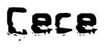 The image contains the word Cece in a stylized font with a static looking effect at the bottom of the words