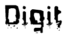 This nametag says Digit, and has a static looking effect at the bottom of the words. The words are in a stylized font.