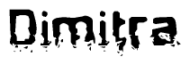The image contains the word Dimitra in a stylized font with a static looking effect at the bottom of the words
