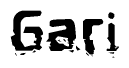 This nametag says Gari, and has a static looking effect at the bottom of the words. The words are in a stylized font.
