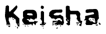 The image contains the word Keisha in a stylized font with a static looking effect at the bottom of the words
