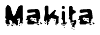 The image contains the word Makita in a stylized font with a static looking effect at the bottom of the words
