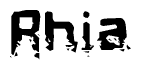 The image contains the word Rhia in a stylized font with a static looking effect at the bottom of the words