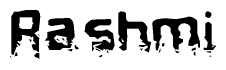The image contains the word Rashmi in a stylized font with a static looking effect at the bottom of the words