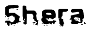 The image contains the word Shera in a stylized font with a static looking effect at the bottom of the words